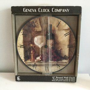 NEW Wine Theme Shabby Chic Clock - Geneva Clock Company 12 inch Wall Clock